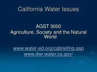 California Water Issues