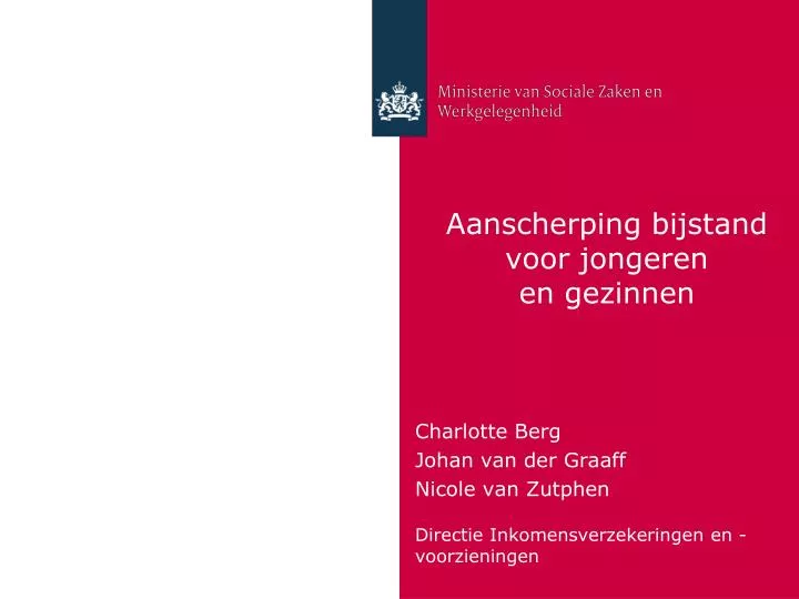 aanscherping bijstand voor jongeren en gezinnen