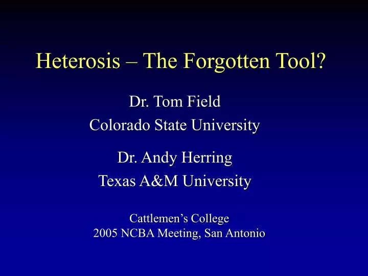 heterosis the forgotten tool