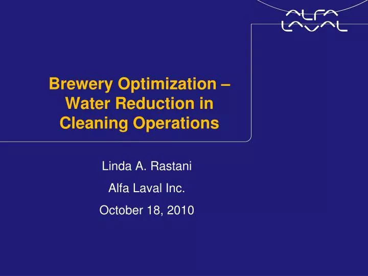 brewery optimization water reduction in cleaning operations