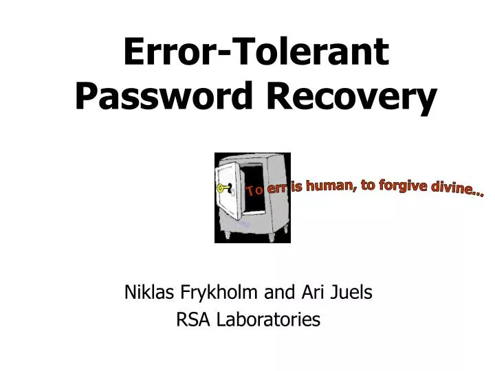 error tolerant password recovery