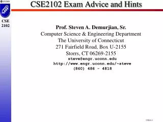 CSE2102 Exam Advice and Hints