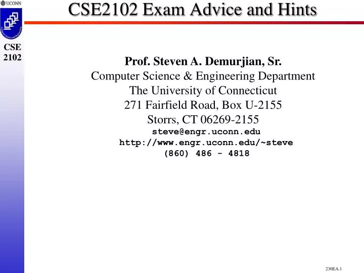 cse2102 exam advice and hints