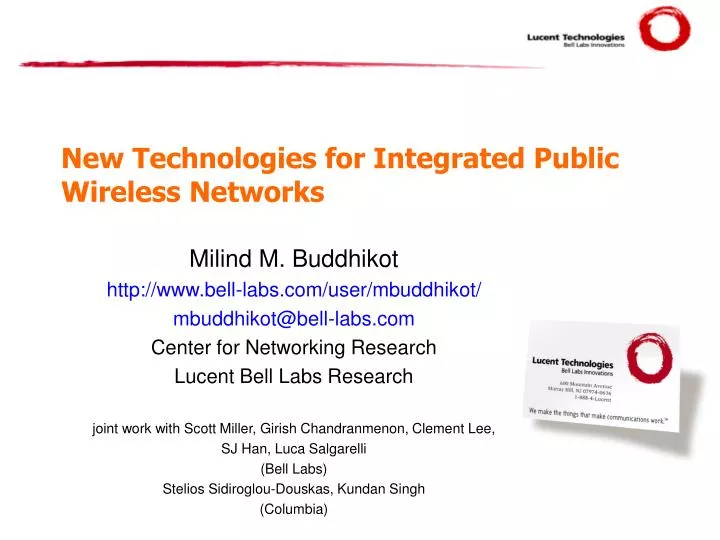 new technologies for integrated public wireless networks
