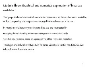 Module Three: Graphical and numerical exploration of bivariate variables