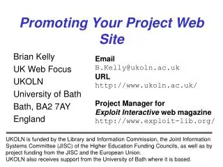 Promoting Your Project Web Site