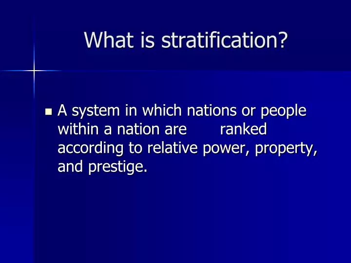 what is stratification