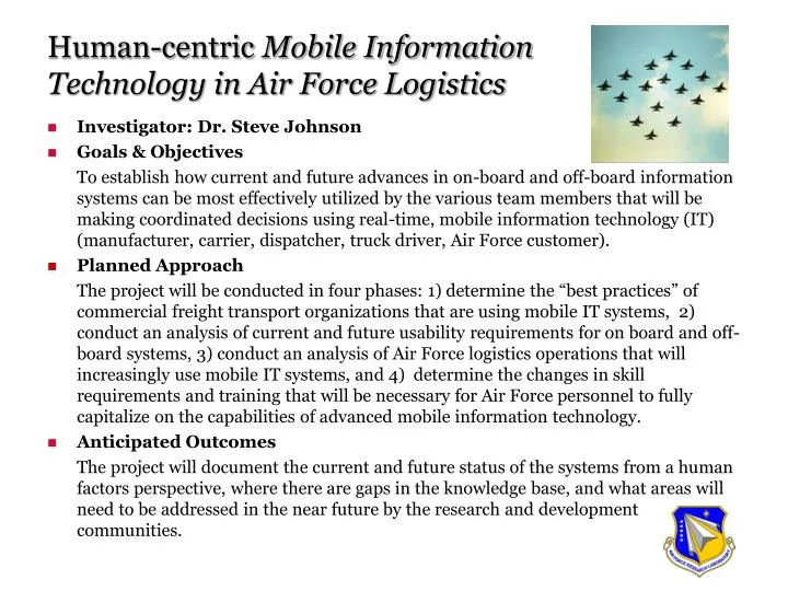 human centric mobile information technology in air force logistics