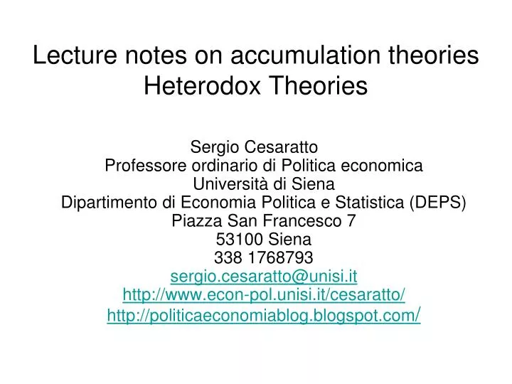 lecture notes on accumulation theories heterodox theories