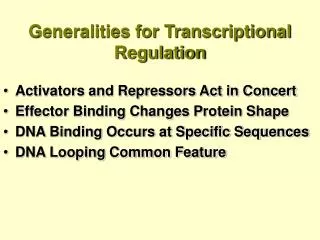 generalities for transcriptional regulation