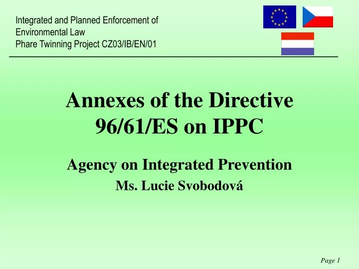 annexes of the directive 96 61 es on ippc