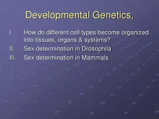 Developmental Genetics,