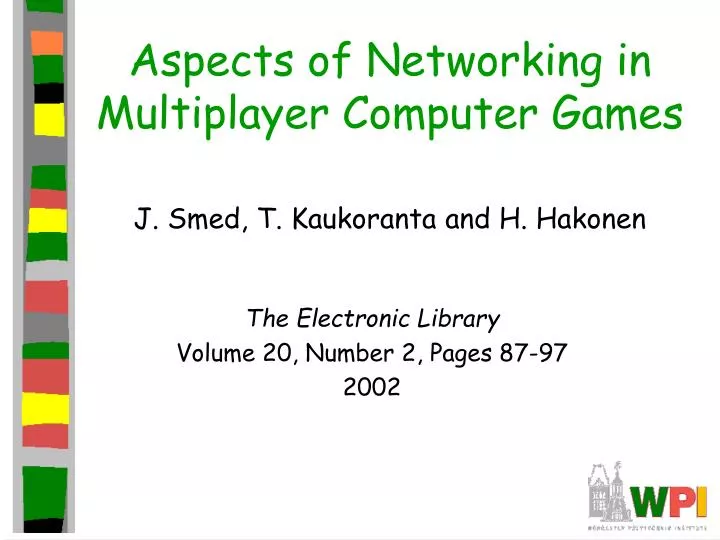 aspects of networking in multiplayer computer games