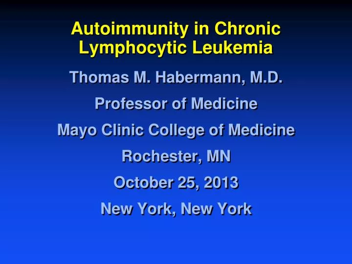 autoimmunity in chronic lymphocytic leukemia
