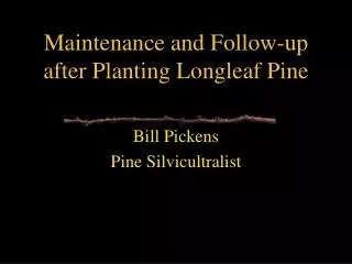 Maintenance and Follow-up after Planting Longleaf Pine