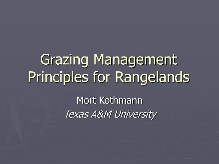grazing management principles for rangelands