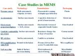 Case Studies in MEMS - slide 1