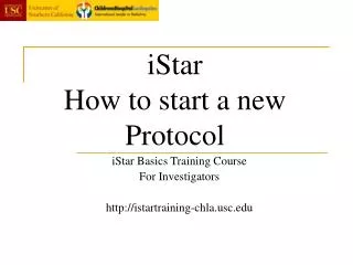 iStar How to start a new Protocol