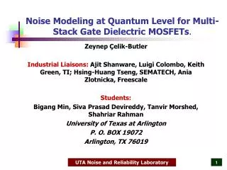 Noise Modeling at Quantum Level for Multi-Stack Gate Dielectric MOSFETs .