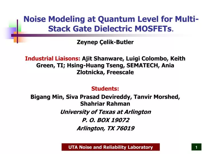 noise modeling at quantum level for multi stack gate dielectric mosfets