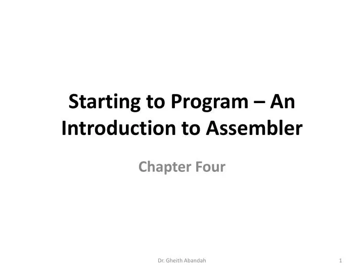 starting to program an introduction to assembler