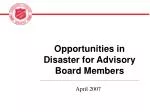 Opportunities in Disaster for Advisory Board Members - slide 1