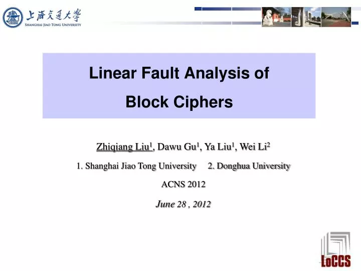 linear fault analysis of block ciphers