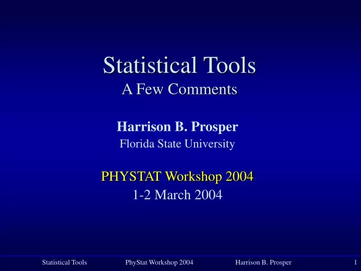 statistical tools a few comments