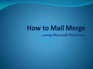 How to Mail Merge