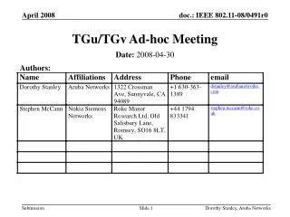 TGu/TGv Ad-hoc Meeting
