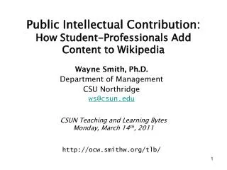 Public Intellectual Contribution: How Student-Professionals Add Content to Wikipedia