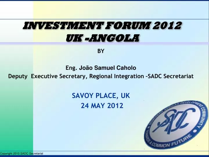 investment forum 2012 uk angola