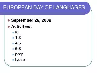 EUROPEAN DAY OF LANGUAGES