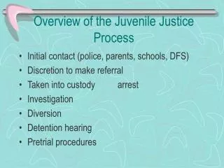 Overview of the Juvenile Justice Process