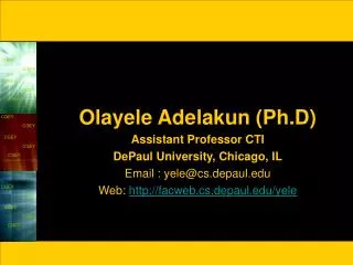Olayele Adelakun (Ph.D) Assistant Professor CTI DePaul University, Chicago, IL