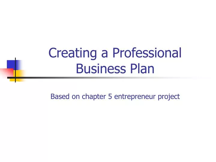 creating a professional business plan based on chapter 5 entrepreneur project