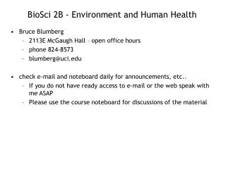 BioSci 2B - Environment and Human Health