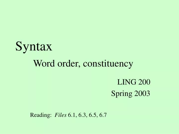 syntax word order constituency