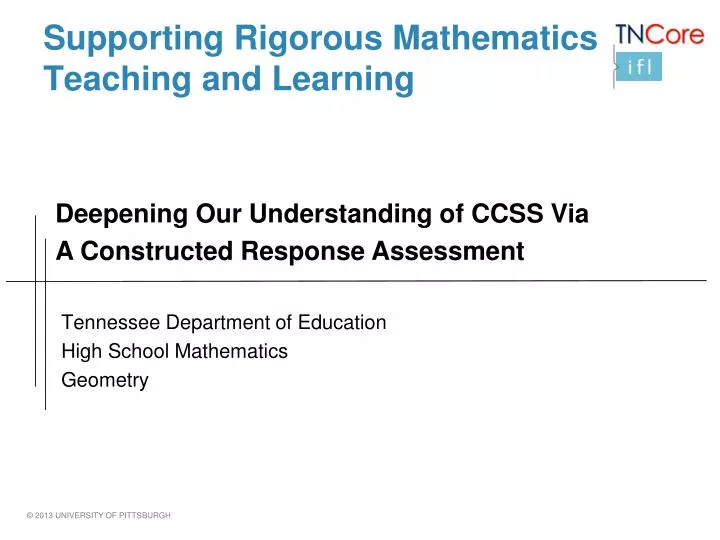 supporting rigorous mathematics teaching and learning