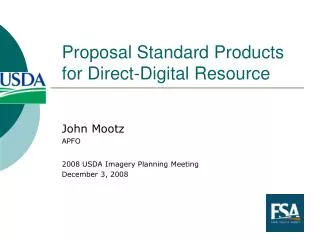 Proposal Standard Products for Direct-Digital Resource
