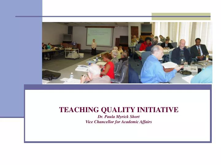 teaching quality initiative dr paula myrick short vice chancellor for academic affairs