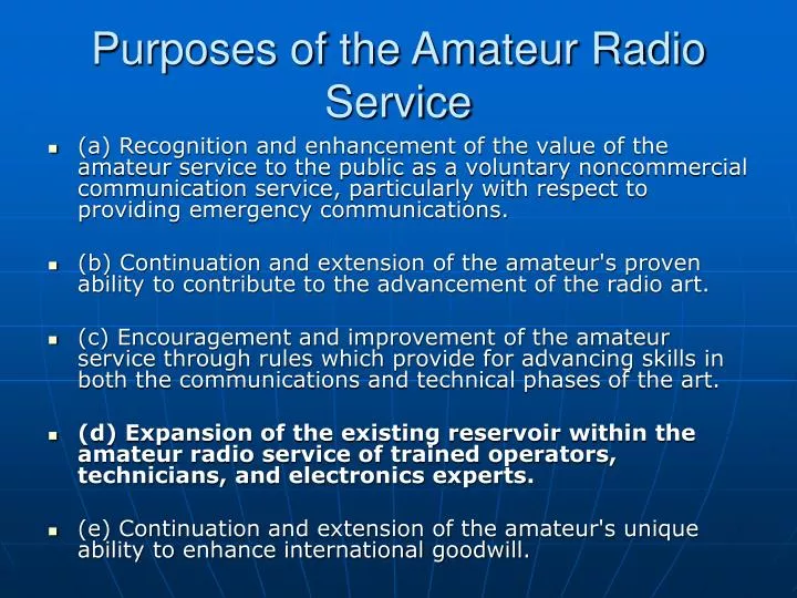 purposes of the amateur radio service