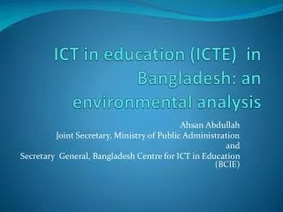 ICT in education (ICTE) in Bangladesh: an environmental analysis