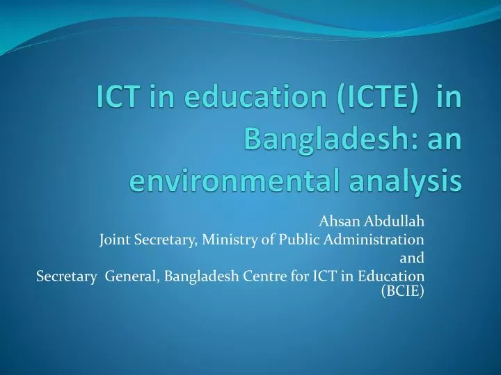 ict in education icte in bangladesh an environmental analysis