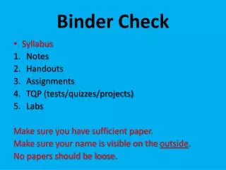 Binder Check