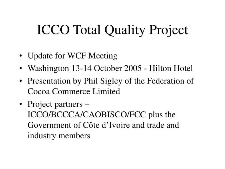 icco total quality project