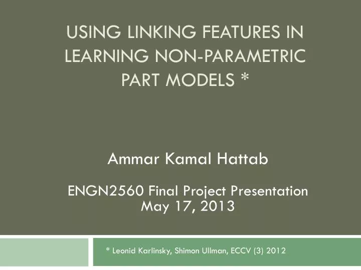 using linking features in learning non parametric part models