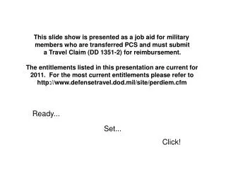 This slide show is presented as a job aid for military