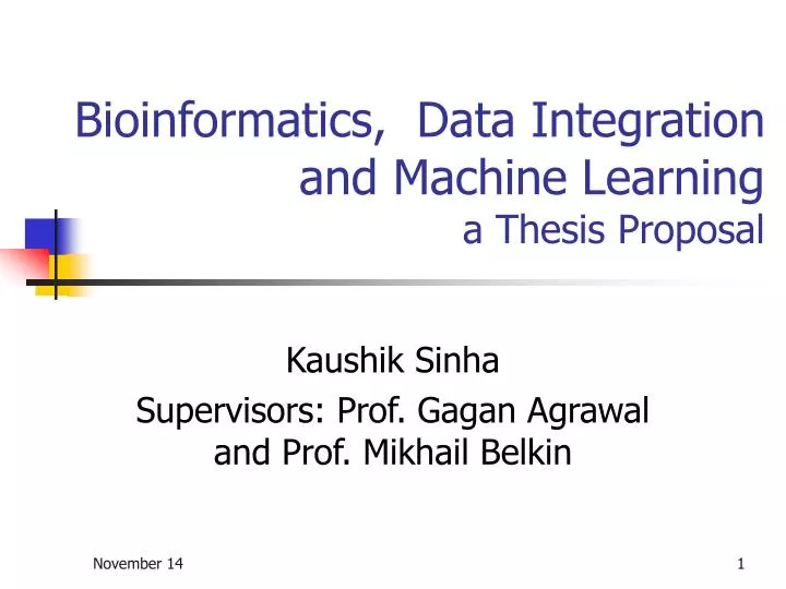 bioinformatics data integration and machine learning a thesis proposal
