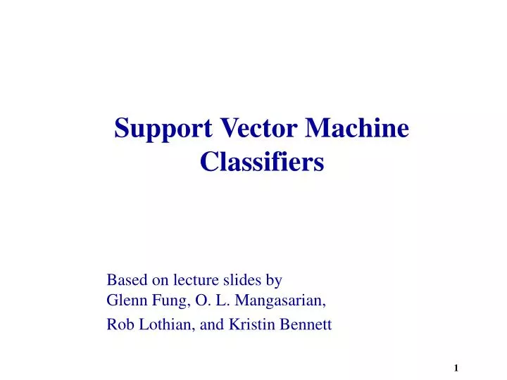support vector machine classifiers